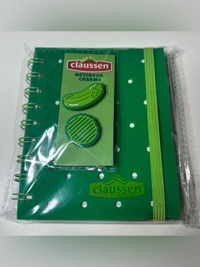 New Claussen Green Polka Dot Notebook with Charms
